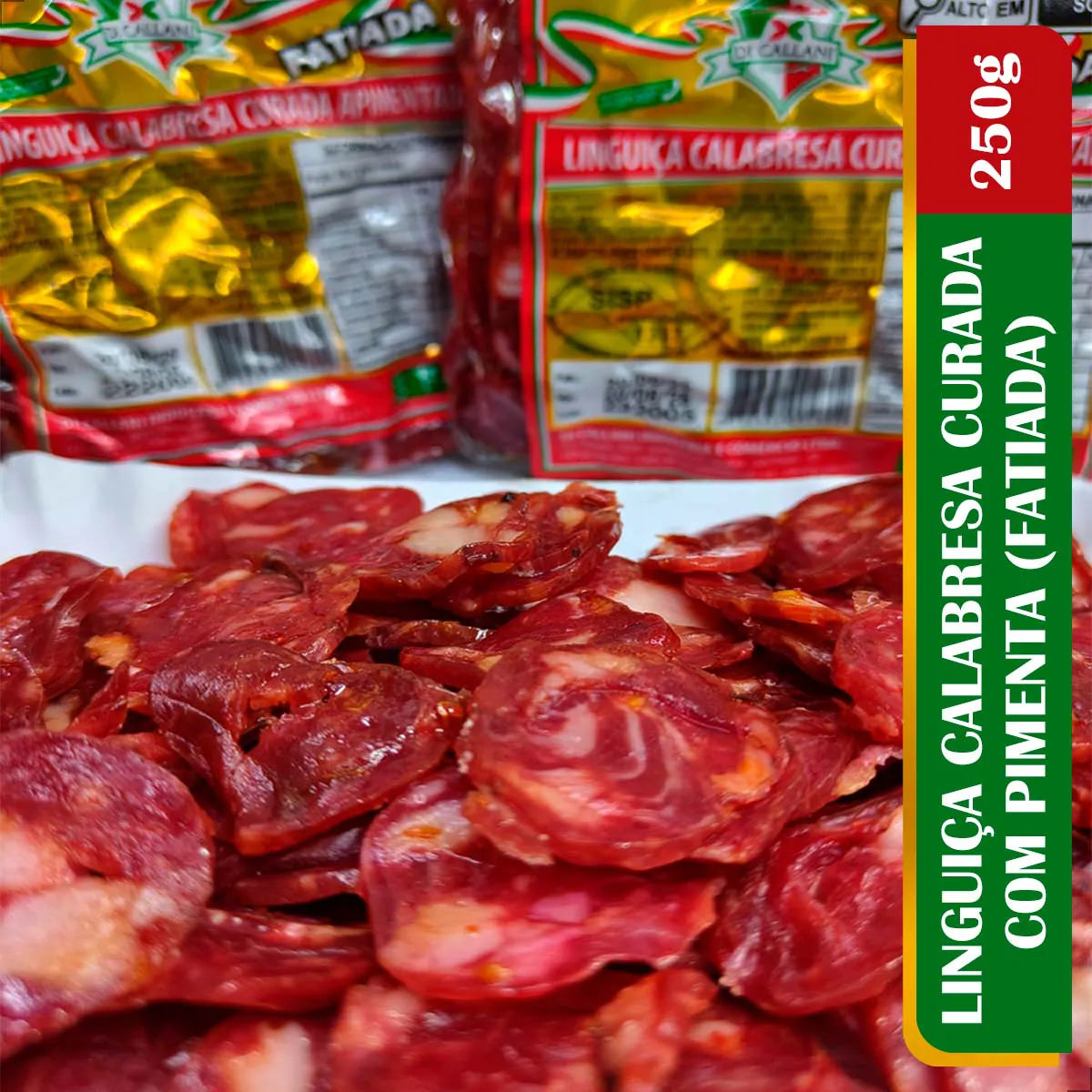 Linguiça Calabresa Fatiada (com Pimenta) 250g - Ditalia